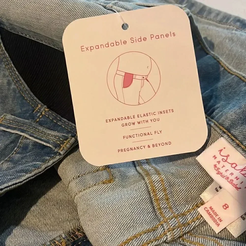 Isabel Maternity Under Belly Midi Maternity Jean Shorts Size 8